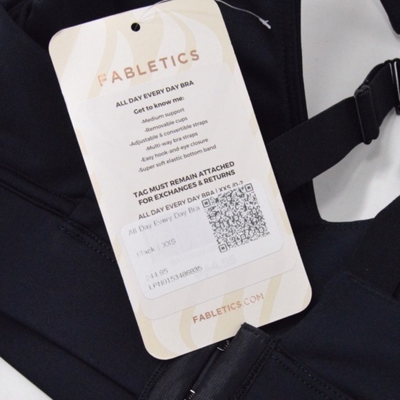 NWT Fabletics All Day Every Day Bra, Size XXS - Black - Picture 8 of 10